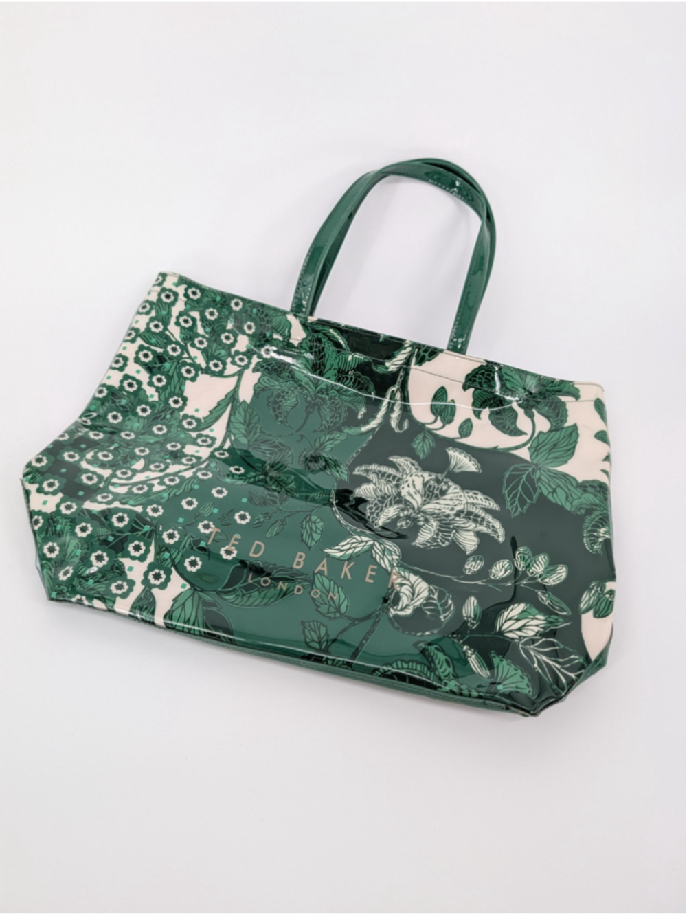 Ted Baker Rolacon Rococo Large Icon Tote Green Floral PVC Shopper Bag